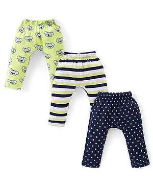 Babyhug Interlock Knit Full Length Diaper Pants Koala & Stars Print Pack of 3 - Multicolour