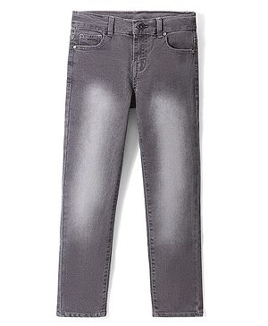 Pine Kids Ankle Length Adjustable Elasticated Waist Stretchable Denim Jeans - Grey