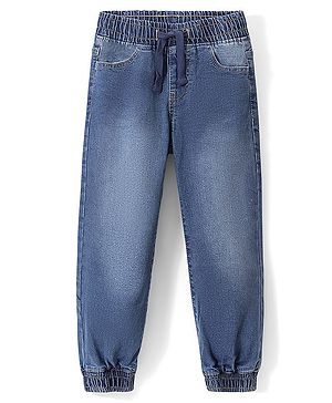 Pine Kids Cotton Rich Stretchable full length denim Joggers - Mid Blue