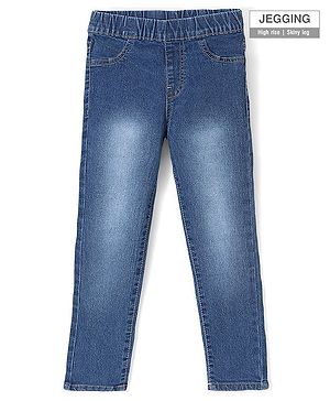 Pine Kids Denim Woven Ankle Length Stretchable Washed Jegging - Blue