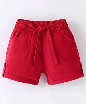 Wonderchild Solid Shorts With Two Side Pockets - Red