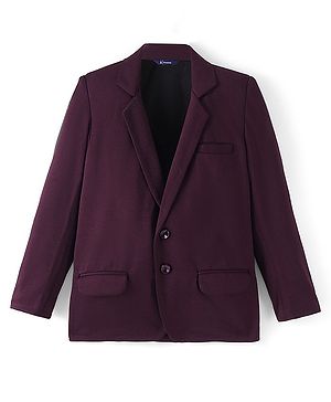 Pine Kids Full Sleeves Knitted Solid Colour Blazer - Wine