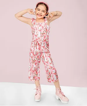 Naughty Ninos Sleeveless Floral Printed   Jumpsuit - Peach