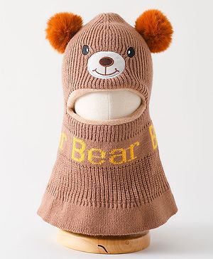 Babyhug Monkey Cap Bear Print - Brown