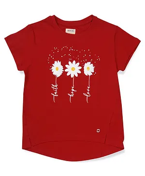 Gini And Jony Half Sleeves Daisy Graphic Printed Top - Red
