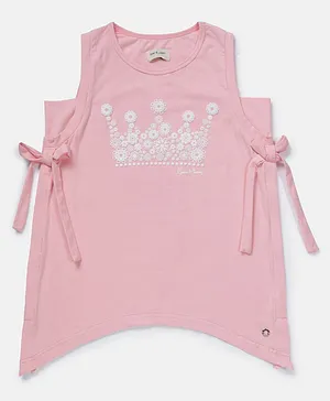 Gini And Jony  Sleeveless Floral Crown Designed Top - Pink