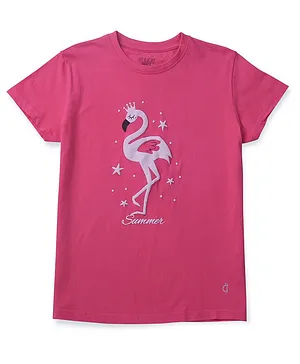 GINI & JONY Half Sleeves Summer Text Printed Top -  Pink