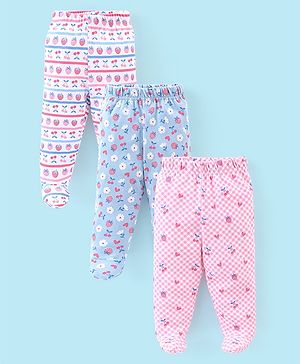 Babyhug Cotton Footed Bootie Leggings Floral Printed Pack of 3 - Multicolour