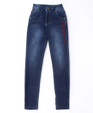 Enfance Butterfly Embroidered  Jeans - Blue
