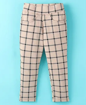 Enfance Window Pane Checked Jeggings - Off White