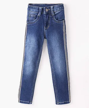 Enfance Side Striped Denim Jeans - Dark Blue
