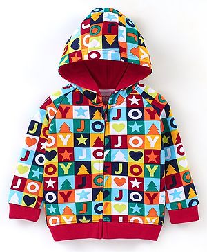 Babyhug Cotton Knit Full Sleeves Sweatshirt With Alphabet Print - Multicolour