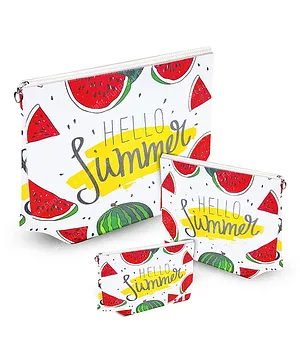 FunBlast Watermelon Travel Pouch with Zipper Lock Pack of 3 - Multicolor