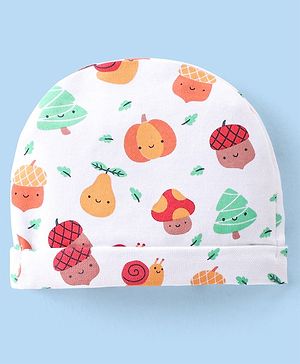Babyhug 100% Cotton Cap with Fruits Printed - White