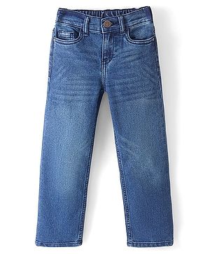 Pine Kids Cotton Elastane Full Length Washed Denim Jeans - Mid Blue