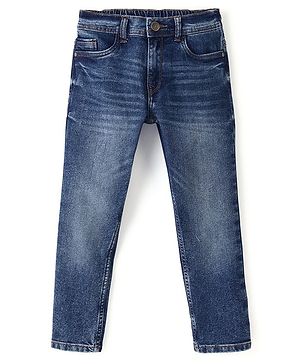 Pine Kids Cotton Elastane Full Length Washed Denim Jeans - Dark Blue