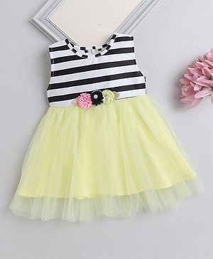 The Magic Wand Sleeveless Stripes  Tutu Party Dress - Yellow