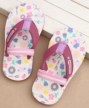 Cute Walk by Babyhug Slip On Flip Flops with Back Strap Floral Print - Pink