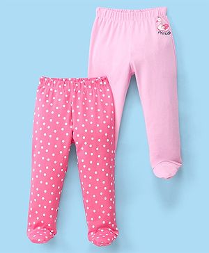 Doodle Poodle 100% Cotton Boottie Legging Polka Dots Print Pack Of 2 - Pink