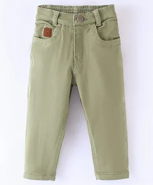 Little Kangaroo Cotton Full Length Trouser Solid Colour - Green