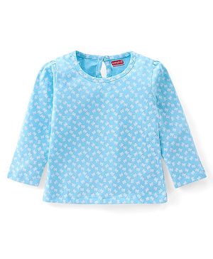 Babyhug Cotton Full Sleeves Tee With Butterfly Graphics- Blue