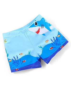 Babyhug Shark Print Swimming Trunk - Blue