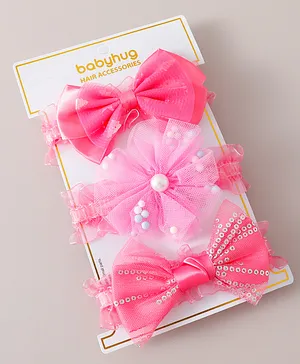 Babyhug Free Size Headbands With Bow Design Pack of 3 -  Pink