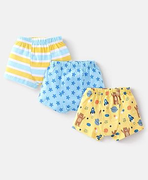 Babyhug 100% Cotton Bear Printed Trunk Pack of 3 - Multicolour