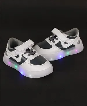 FEETWELL SHOES Velcro Closure LED  Party  Shoes  -  White And Grey