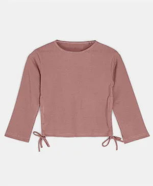 Chipbeys Full Sleeves  Solid  Ribbed Top  -Pink