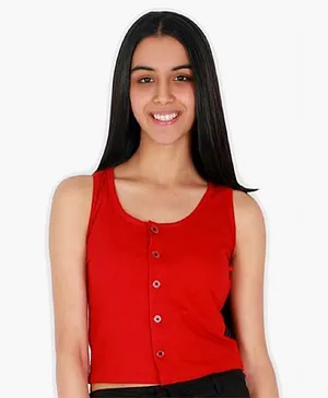 Chipbeys  Pure Cotton Sleeveless Tank Top - Red