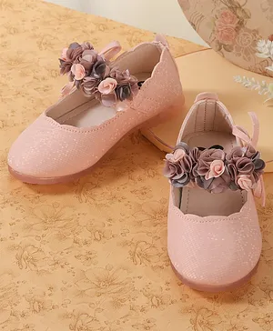 KIDLINGSS Flower Applique Detailed Velcro Closure Bellies - Pink