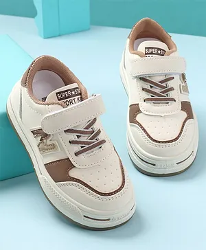 KIDLINGSS  Patch Detailed Velcro Closure Sneakers -  Brown