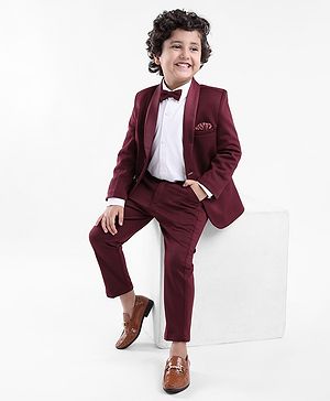 Babyhug Woven Full Sleeves Party Suit With Bow - Purple