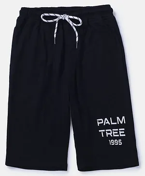 PALM TREE Brand Name Printed  Bermuda Shorts - Navy Blue