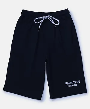 PALM TREE  Logo Printed Solid  Bermuda Shorts - Navy Blue