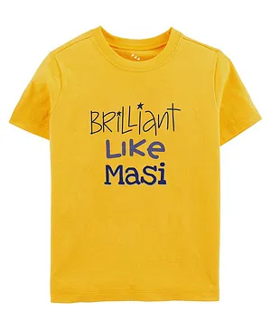 Zeezeezoo Half Sleeves Masi & Baby Theme Brilliant Like Masi Text  Printed Kids T Shirt - Yellow