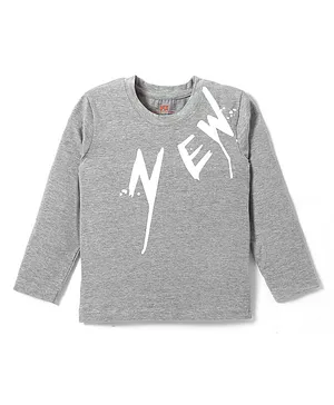Forever Kids Full Sleeves New Text  Graphic Printed Tee - Grey