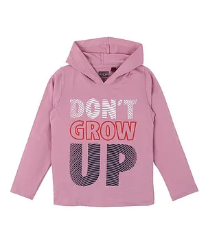 Forever Kids Full Sleeves Dont Grow Up Text Graphic Printed Hooded Tee - Lilac