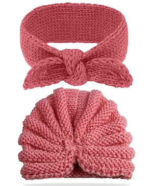 Bembika Beanie With Headband For Baby Girl Hair Accessories For Girls Baby Headband- Peach