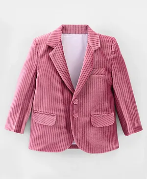 Robo Fry Velvet Full Sleeves Corduroy Blazer Striped - Pink