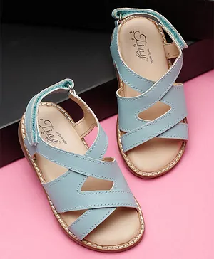 Tiny Bugs Overlapped Strappy Designed Sandals - Sky Blue