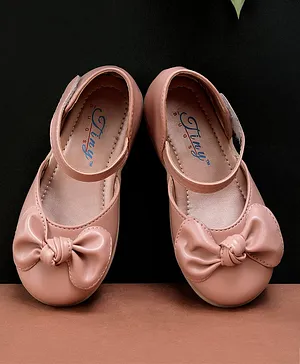 Tiny Bugs Bow Applique Embellished  Party Ballerinas - Peach