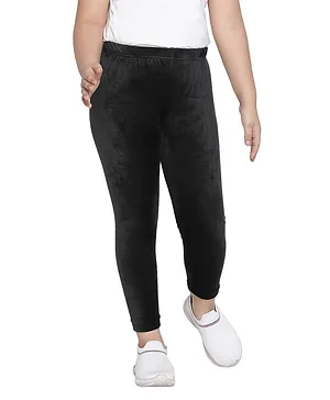 SpyBy Ankle Length Cotton Shartin Solid Colour Legging - Black