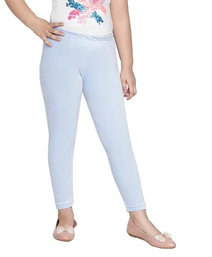 SpyBy Ankle Length Cotton Shartin Solid Colour Legging - Light Blue
