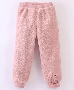 Kookie Kids Full Length Lounge Pants Solid Colour Rabbit Design - Pink