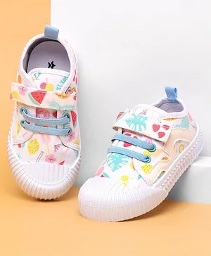 Cute Walk by Babyhug Velcro Closure Casual Shoes Fruits Printed - White