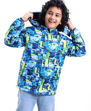 Pine Kids Full Sleeves Abstract Printed Medium Winter Jacket - Multicolor