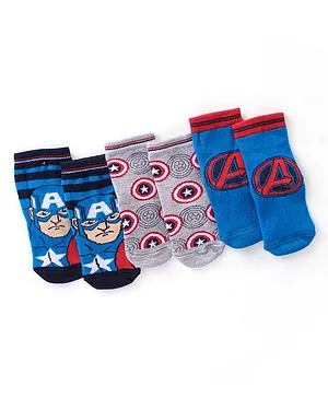 Cute Walk Disney By Babyhug Anti Bacterial Ankle Length Socks Bat Man Design Pack Of 3 - Multicolour