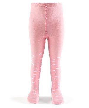 Cutewalk by Babyhug Non Terry Footed Anti Bacterial Star Design Tights  - Pink